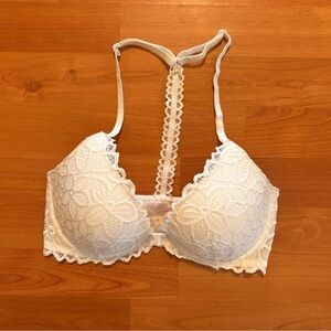 VS PINK White Lace Bra with Racerback